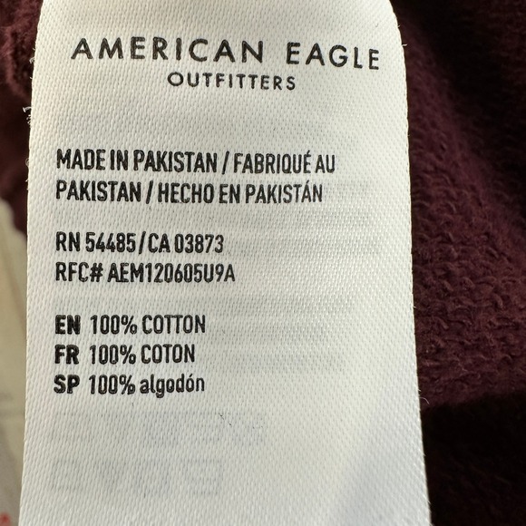 American Eagle Mens Performance Jogger Pants XL Burgundy Drawstring Stretch Logo - Picture 3 of 8
